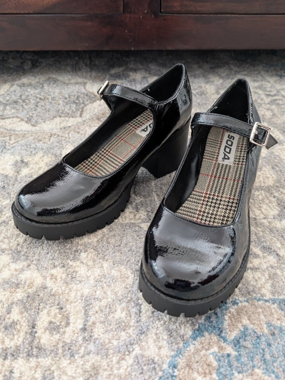 SODA Shoes Women's 9 Y2K Platform Buckle Chunky Gothic Preppy Steampunk